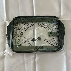 Black spiderweb goth make up bag